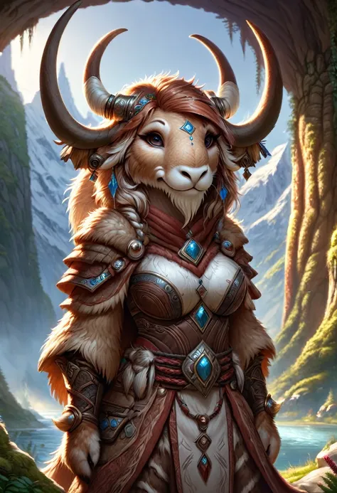 Anthropomorphic female wolly mammoth mage. Official Art – Charecter profile. An Award-Winning Digital Masterpiece In 4K Ultra HD, Extreme Detail And Intricate Realism. Symmetrical Face. This Concept Art Brought To Life By The Hands Of Artists Like Wlop & A...