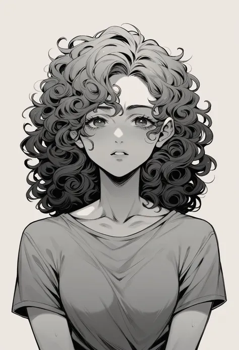 homen, curly hair, black andwhite 