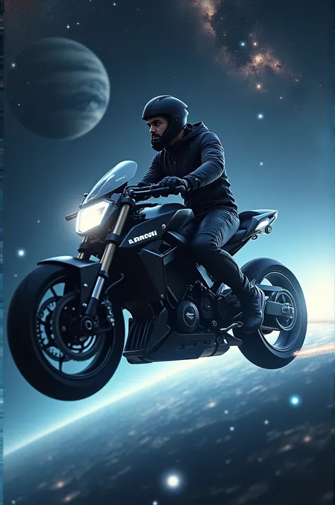 M s dhoni riding a bike in space