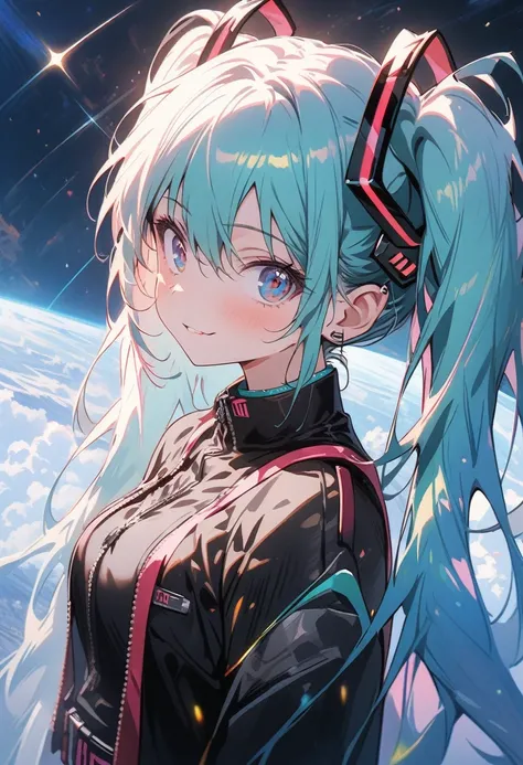 ((hatsune miku)), look up at the sky, sparkling eyes, the night sky shining like a galaxy, pale skin, tired face, 8k,wallpaper of extremely detailed CG unit, ​masterpiece,hight resolution,top-quality,top-quality real texture skin,hyper realisitic,increase ...