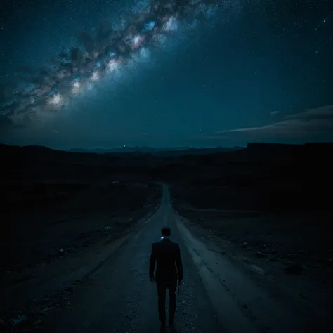 The End，Back，desolate，Handsome，Starry Sky，4K