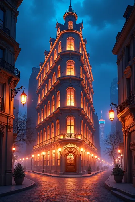 Street with building with lights