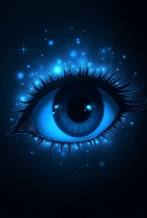 ((Best Quality)), ((masterpiece)), (detailed), an aura of information in anime style, all blue color, with the black silhouette of an eye in the center. With a black background, 