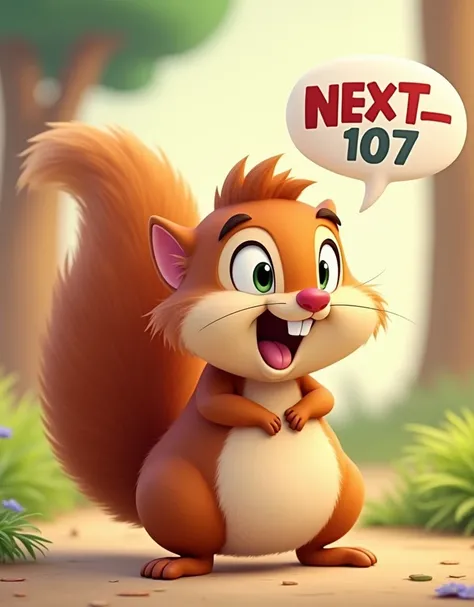 cartoon squirrel that says NEXT_107