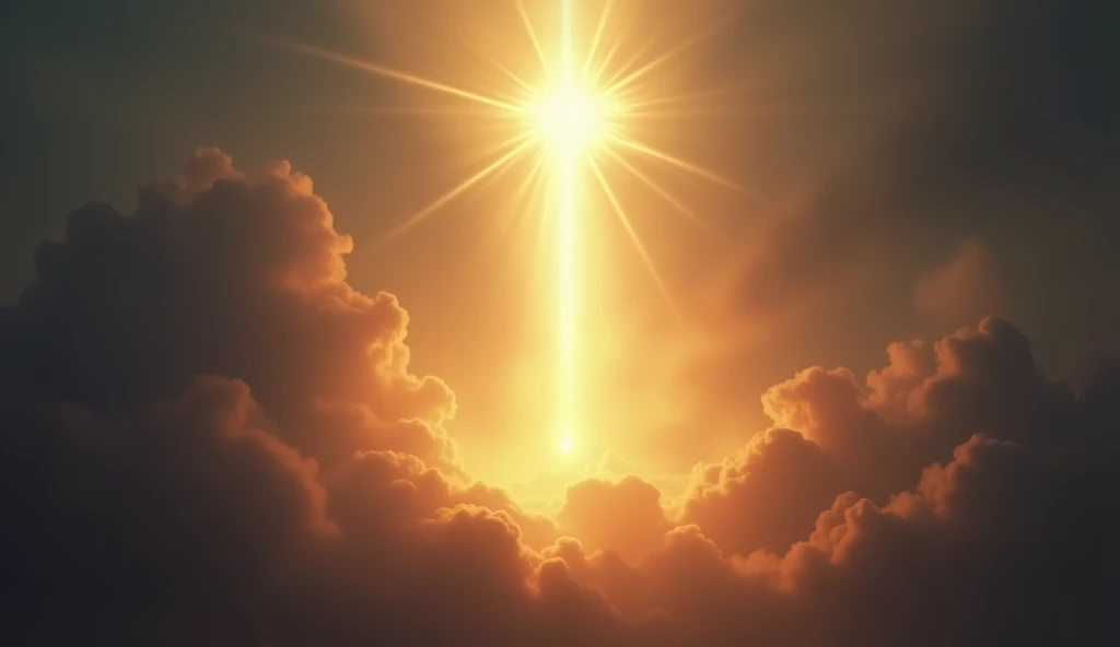 An image with a beam of light, like the sun passing through the clouds or a lit candle, can symbolize the presence of Jesus and the power of prayer.