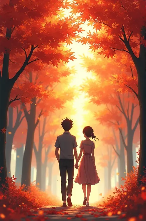 Anime style
4 k
A couple is walking in a maple tree