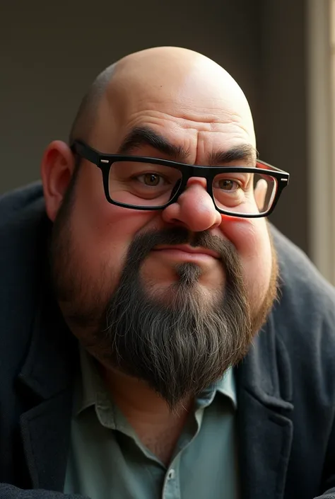 Fat bald man with glasses and goatee