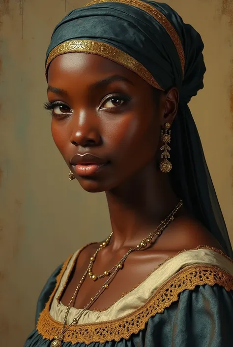 portrait of a beautiful young African noble woman with hazel eyes, bride,
full lips, historically accurate 1500s painting, wearing a thin stylish
veil with intricate details, historically accurate clothing, loving,
curiosity, energetic, hyperrealistic, gol...