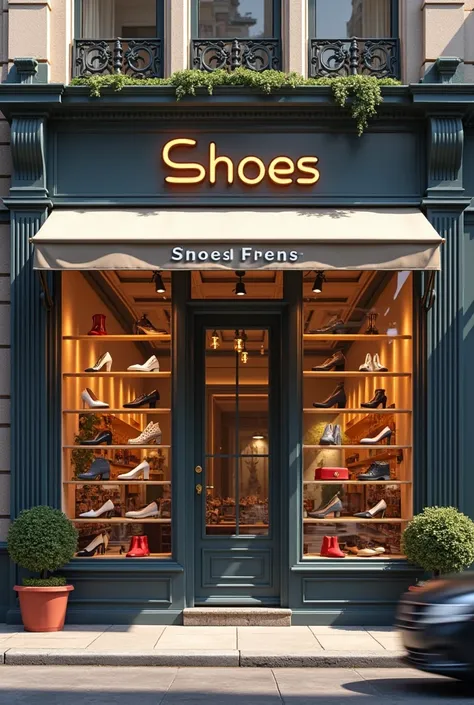  facade of a shoe store with the name shoes 