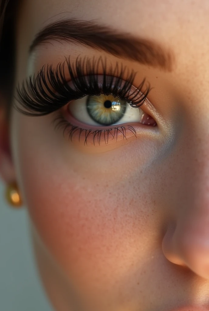 A woman&#39;s eyes with very pretty and extravagant eyelashes and eyebrows
