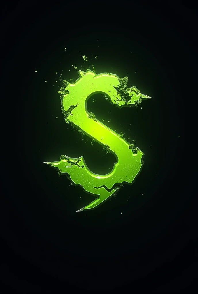 S word, gaming logo, black outline, in Neon lime color