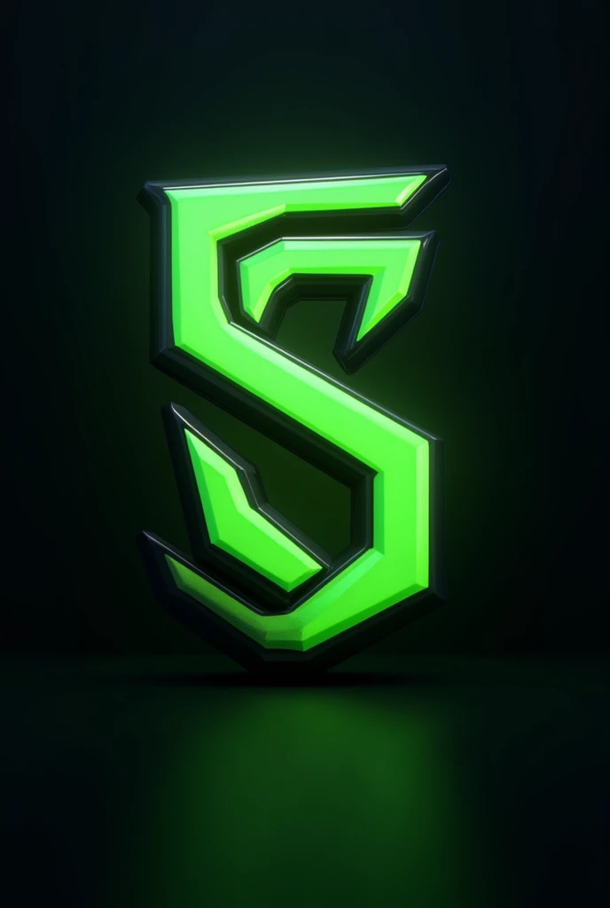 S word, e sport logo, black outline, in Neon lime color