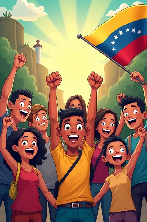 Cartoon of Venezuela in freedom 