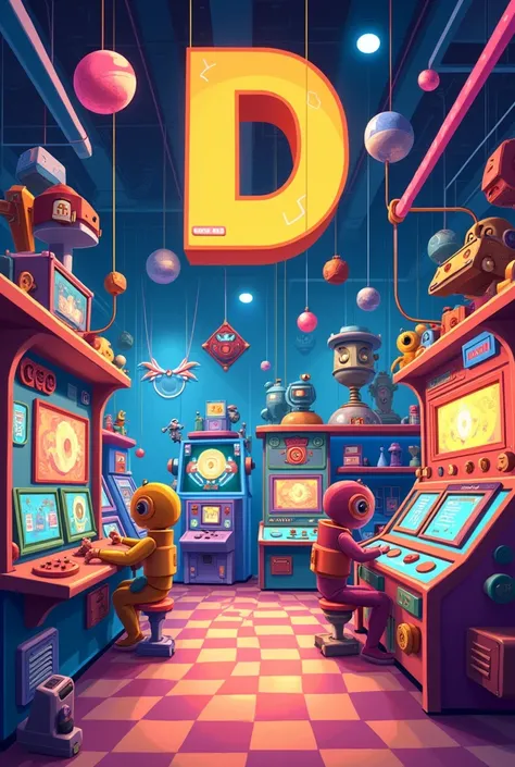 mechanical game room FOR KIDS with a D hanging for birthday invitation DALIESKA