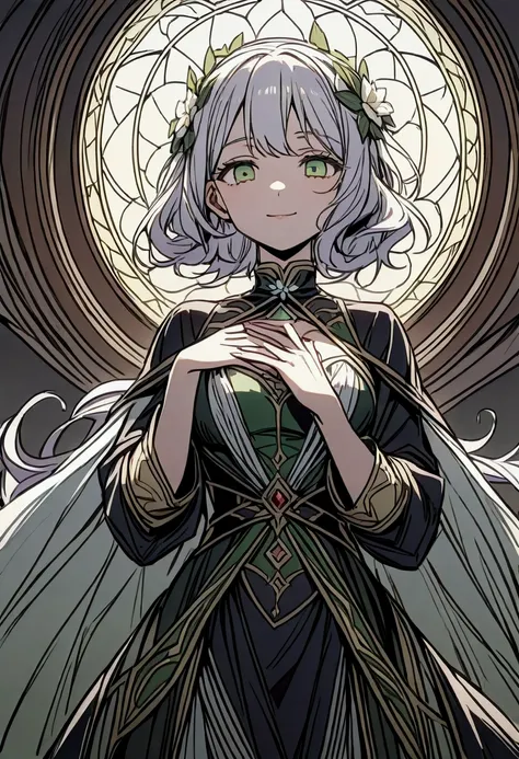 
A Human Sized Fae with flowing silver hair golden green eyes sharp noes and a
slight smile black silk covering her chest wearing a black leather jacket and
dragonskin pants she gives off the feeling that she is distanced from the rest of the
world and in ...