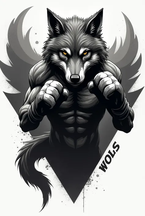 Boxing wolf logo with acronym Loba Solitaria



