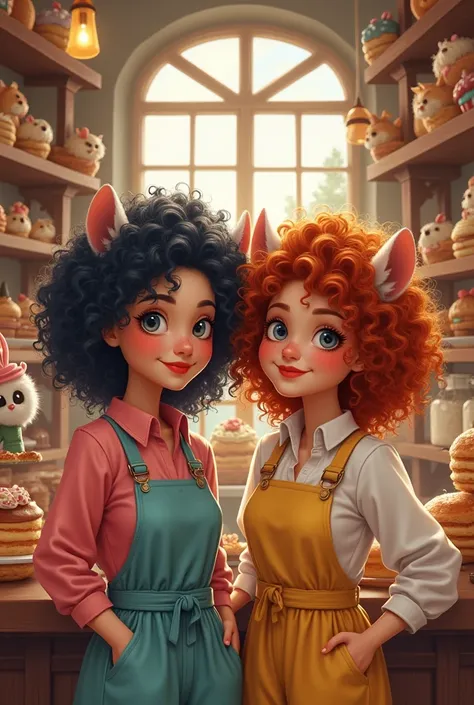 Two curly girls at the FURRY bakery