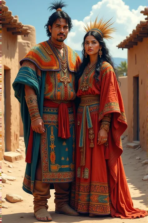 You can generate an image of a couple wearing clothing from the Vicús culture