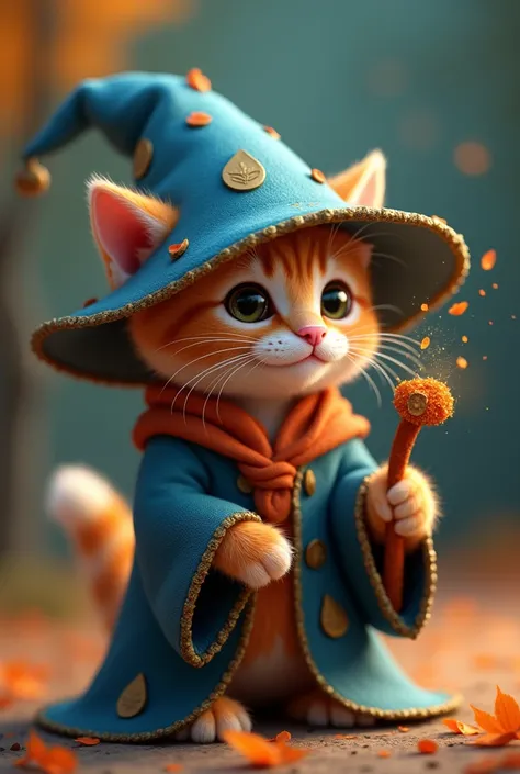 There is a kitten sitting inside a wizard who has been bitten, adorable digital painting, cute detailed digital art, cute digital art, high quality wallpaper, amazing wallpaper, the material is mango!!!, high quality 8k wallpaper, high quality desktop wall...