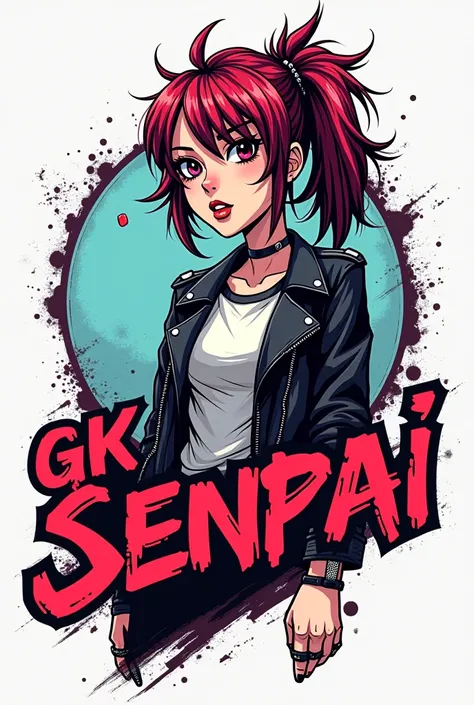 Un logo style manga avec une fille metal avec ecrit "GK Senpai"