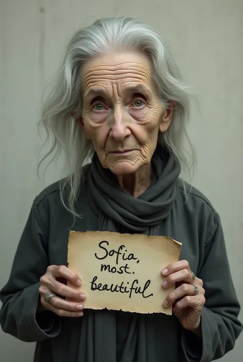 Image of a Wise Woman with the words on a sign "Sofia", most beautiful 
