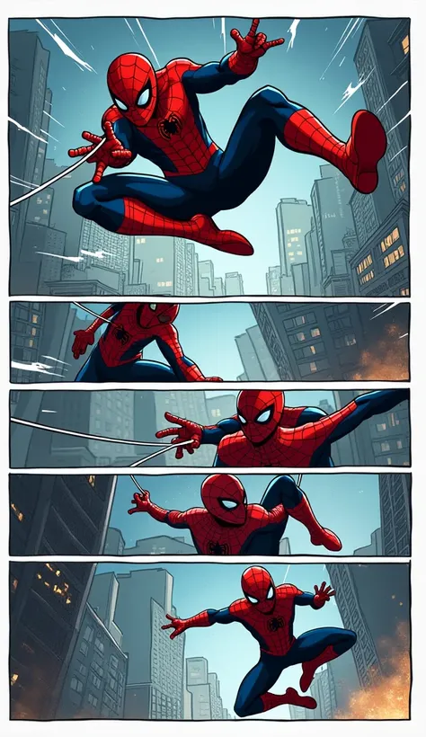 new modern style comics books, Storyboard of spider man fighting poses