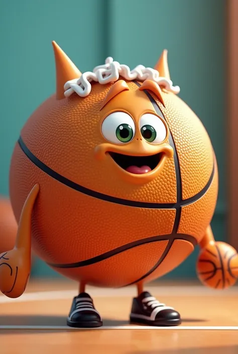 Generates a ball-shaped character with a cartoonish appearance that combines football and basketball