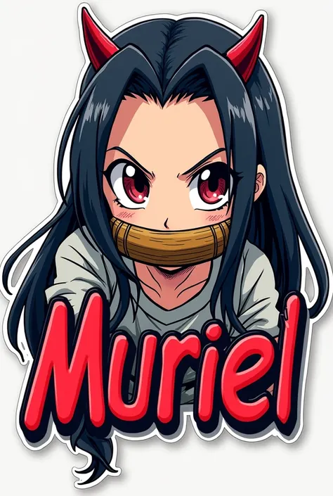 A sticker with the name Muriel with the original image of Nezuko
