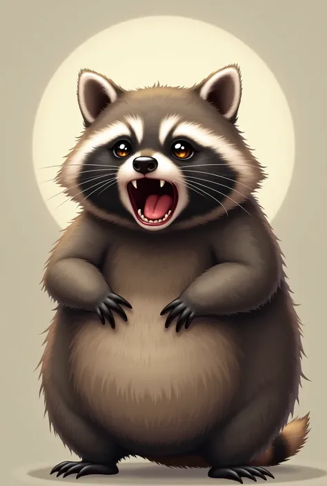 (Highest quality,Extremely detailed depiction,Incredible high resolution),Cute raccoon,Circle々Fat Raccoon,Deformed Character,Shocked facial expression,Open your mouth wide