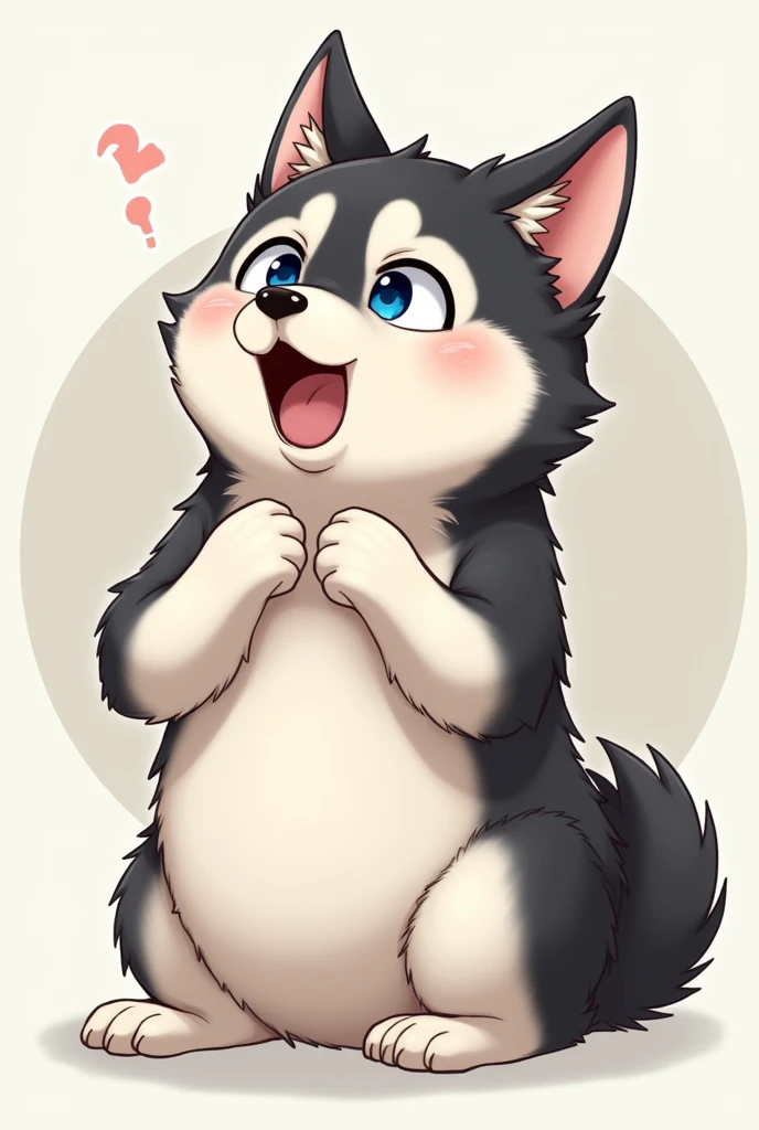 (Highest quality,Extremely detailed depiction,Incredible high resolution),Cute Siberian Husky,Circle々Fat Siberian Husky puppy,Deformed Character,Shocked facial expression,