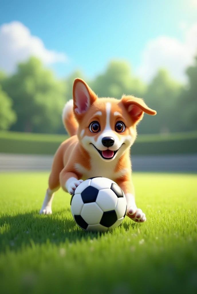 dog playing soccer