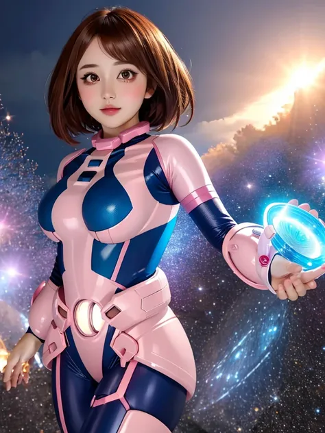 professional photo of hmochako, blush stickers, short hair, medium breasts, superhero, bodysuit,
detailed skin, detailed eyes, volumetric light, highrez, masterpiece, best quality, space,