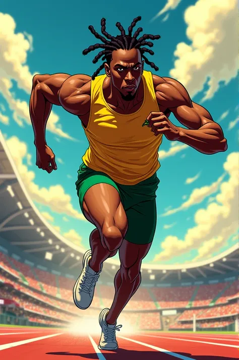 create a anime version of usain bolt