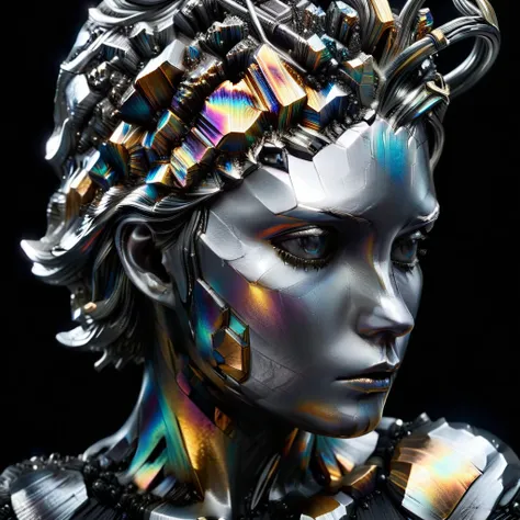 larbismuth,d3qck アートスタイル,d3qck アートスタイル woman portrait fused with structure over black background,very detailed,cinematic shots,