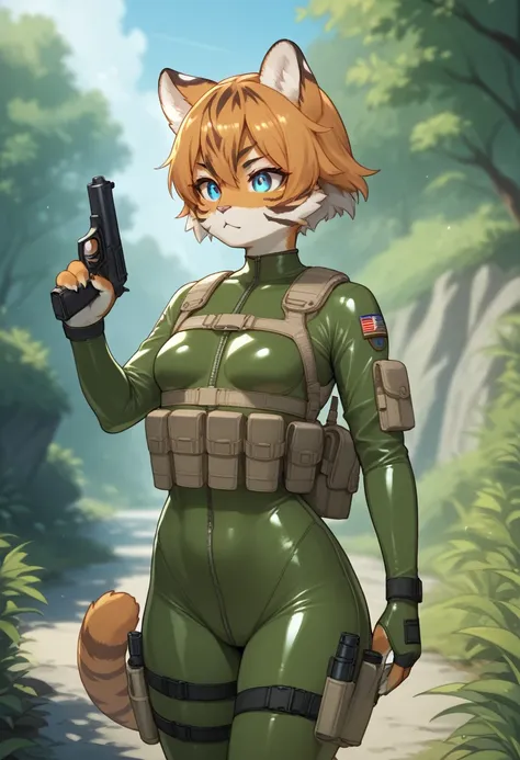 score_9, score_8_up) score_7_up, score_6_up, solo, tiger, kemono, anthro, cute, short hair, blue eyes, white pupils, sexy pose, ...