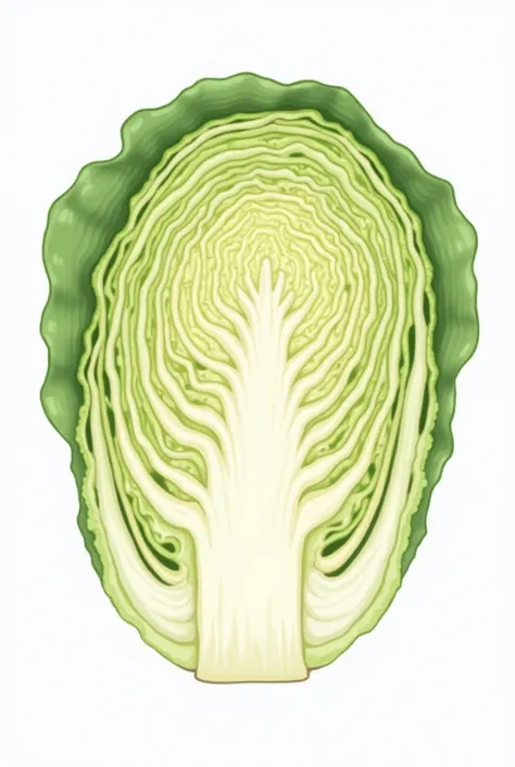 a drawing of a cabbage internal part with white background