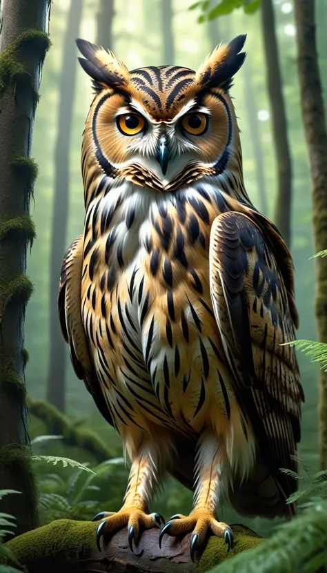 panorama，owl with a human face in the forest(best quality，4k，8k，high level，masterpiece：1.2），ultra detailed，（lifelike，photo real，...