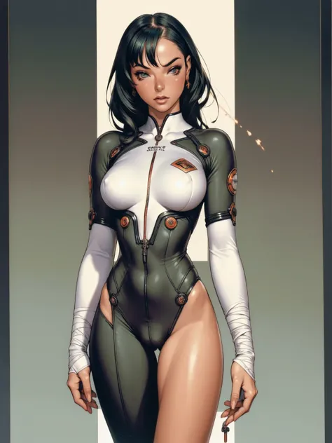 (((Bettie Page))), ((( nano suit ))), (((bandaged arms))), (((gladiator suit))), ((high collar)), (((Mediovale))), (((best qualityer: 1.4))), (Unbeatable masterpiece), (hiper HD),(CG 8k hyper-realistic), (((brave face))), (((breasts big))), (((hyper femini...