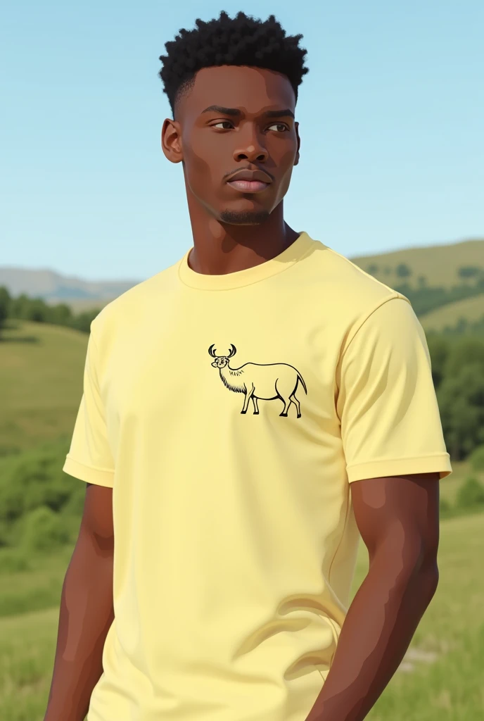 Light yellow t-shirt with simple land animal design 
