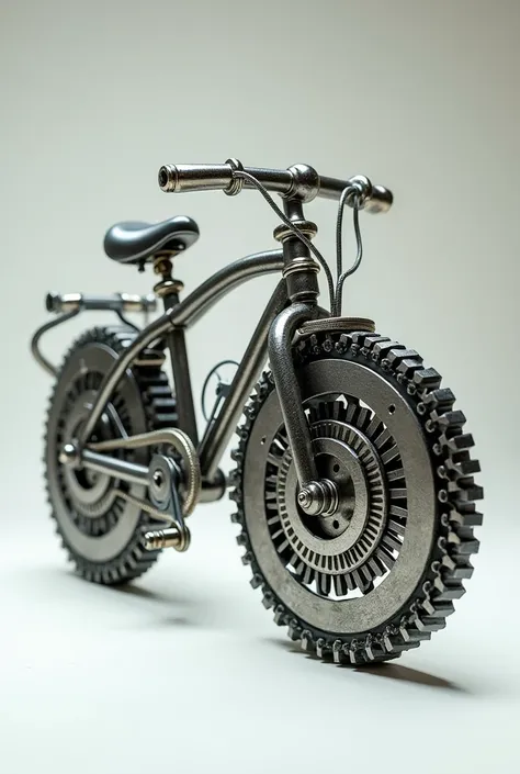 A bicycle made with nuts and bolts 