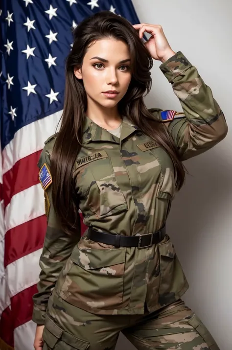 usa military , full body she is waiting to make love to you, , european woman, military uniform, tight top