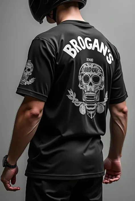 Create a black and white jersey for a biker group called BroGan&#39;S, You can generate the front and back part?