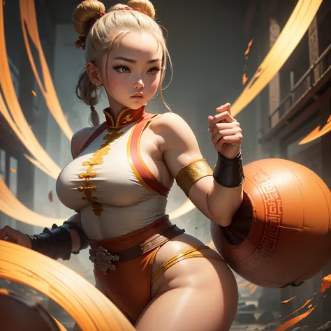 Master piece, best quality, graphics, colors and textures, shaolin temple monk warrior girl, precious face and body, big rounded ass, big and beautiful breast in a shaolin temple