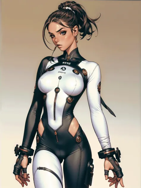 (((hot wife))), ((( nano suit ))), (((bandaged arms))), (((gladiator suit))), ((high collar)), (((Mediovale))), (((best qualityer: 1.4))), (Unbeatable masterpiece), (hiper HD),(CG 8k hyper-realistic), (((brave face))), (((breasts big))), (((hyper feminine)...