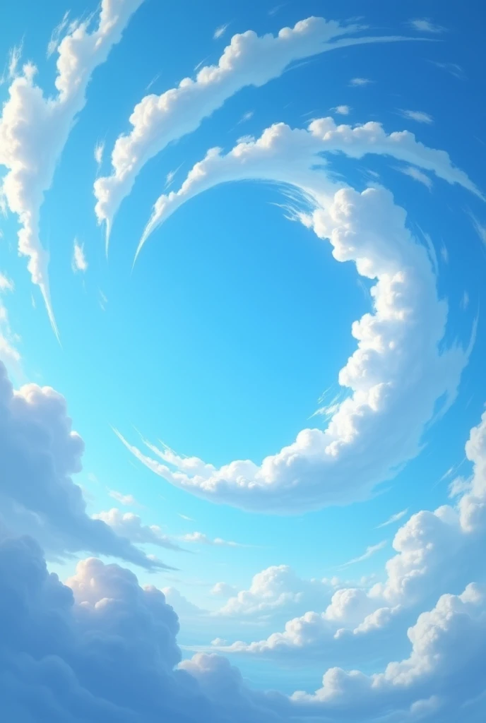 A very blue sky with lots of fluffy clouds Let the clouds rotate around the center of the image