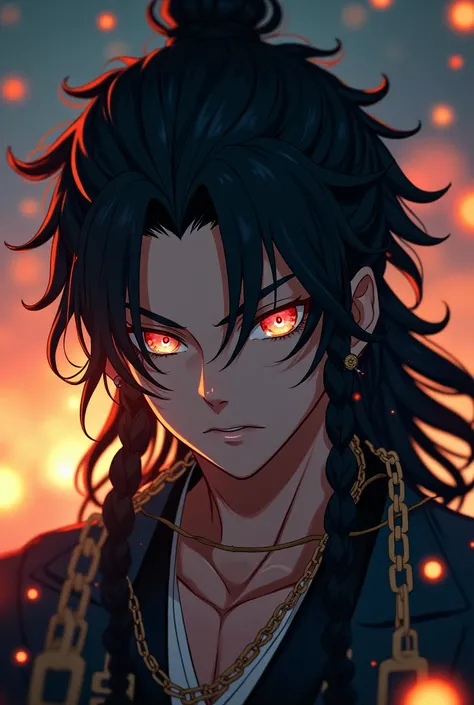 Prompts Copiar prompts absurdos, high resolution, ultra detaild, HDR, work of art, best qualityer, extremly detailed face and eyes, Rengoku Kyojuro, Bblack hair, detailed braids, less hair, expressive orange eyes, African traits, Kimetsu no Yaiba, standing...