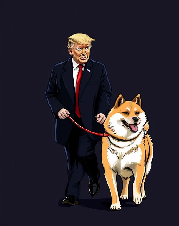 video of trump walking with dog