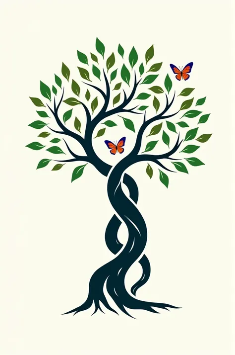 Tree trunk logo psychology and butterflies