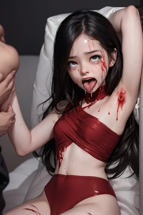 highest quality, masterpiece, look up, cute,(horror),(((少女の美しいzombie))),((zombie)),((this girl is dead)),(being attacked),(tryin...