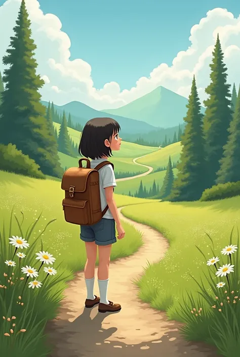 Image of a girl going to the countryside


